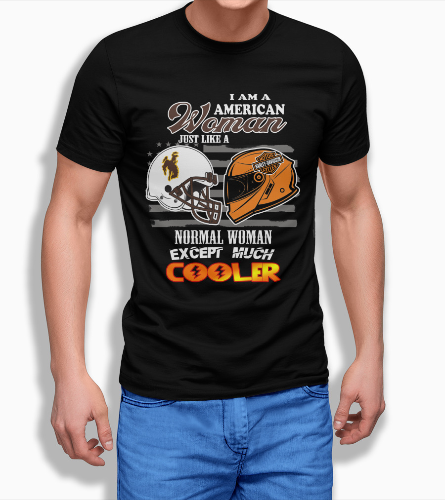 Wyoming Cowboys Harley Davidson Woman American Much Cooler T-Shirt