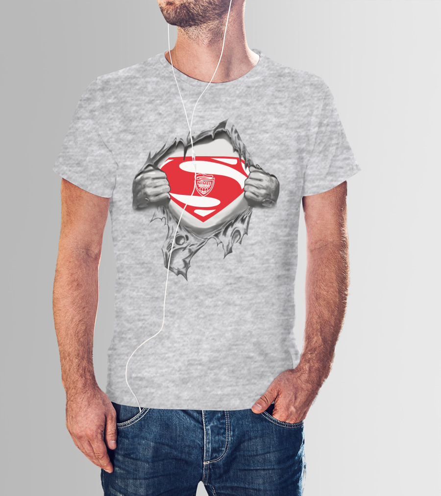 Nimes Olympique Superman Logo Reveal T-Shirt