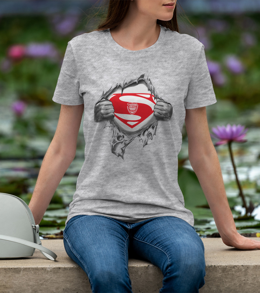 Nimes Olympique Superman Logo Reveal T-Shirt