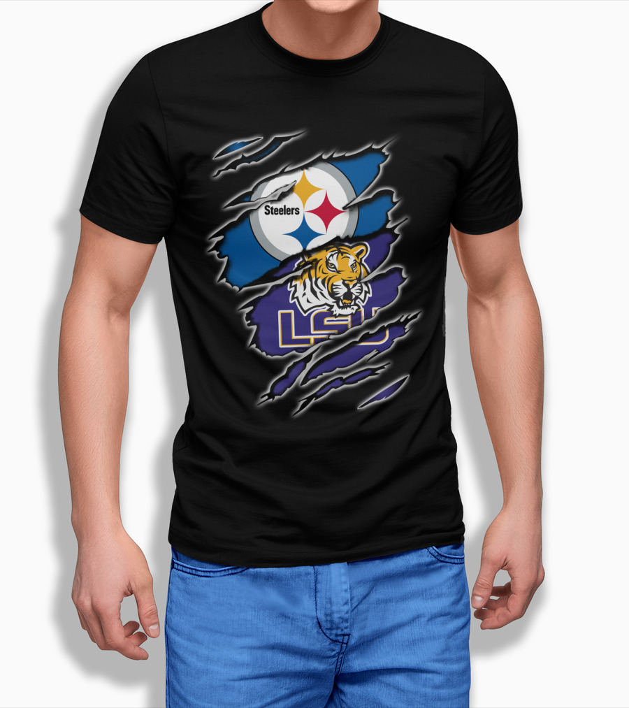 Steelers LSU Tigers Logo Fusion T-Shirt