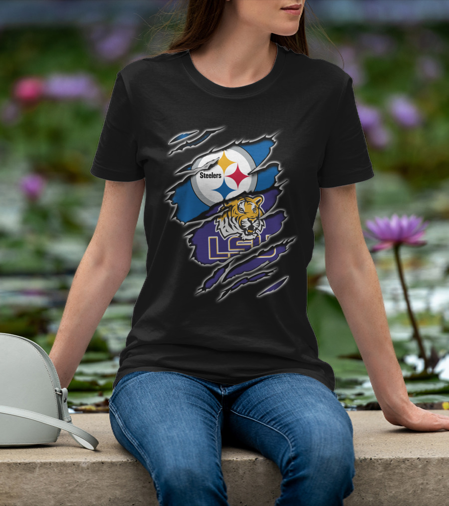 Steelers LSU Tigers Logo Fusion T-Shirt
