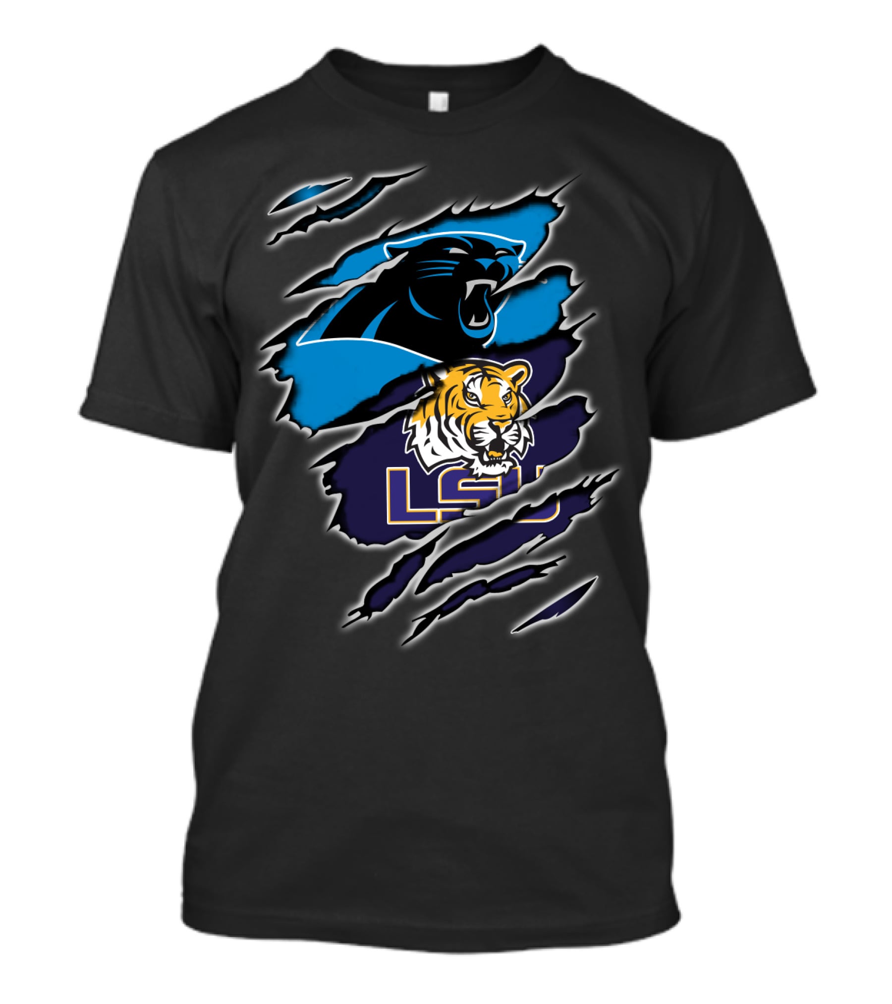 Carolina Panthers Lsu Tigers Claw Marks Logos T-Shirt