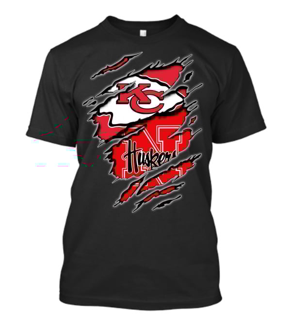 Kansas City Chiefs Nebraska Huskers Logo Fusion T-Shirt