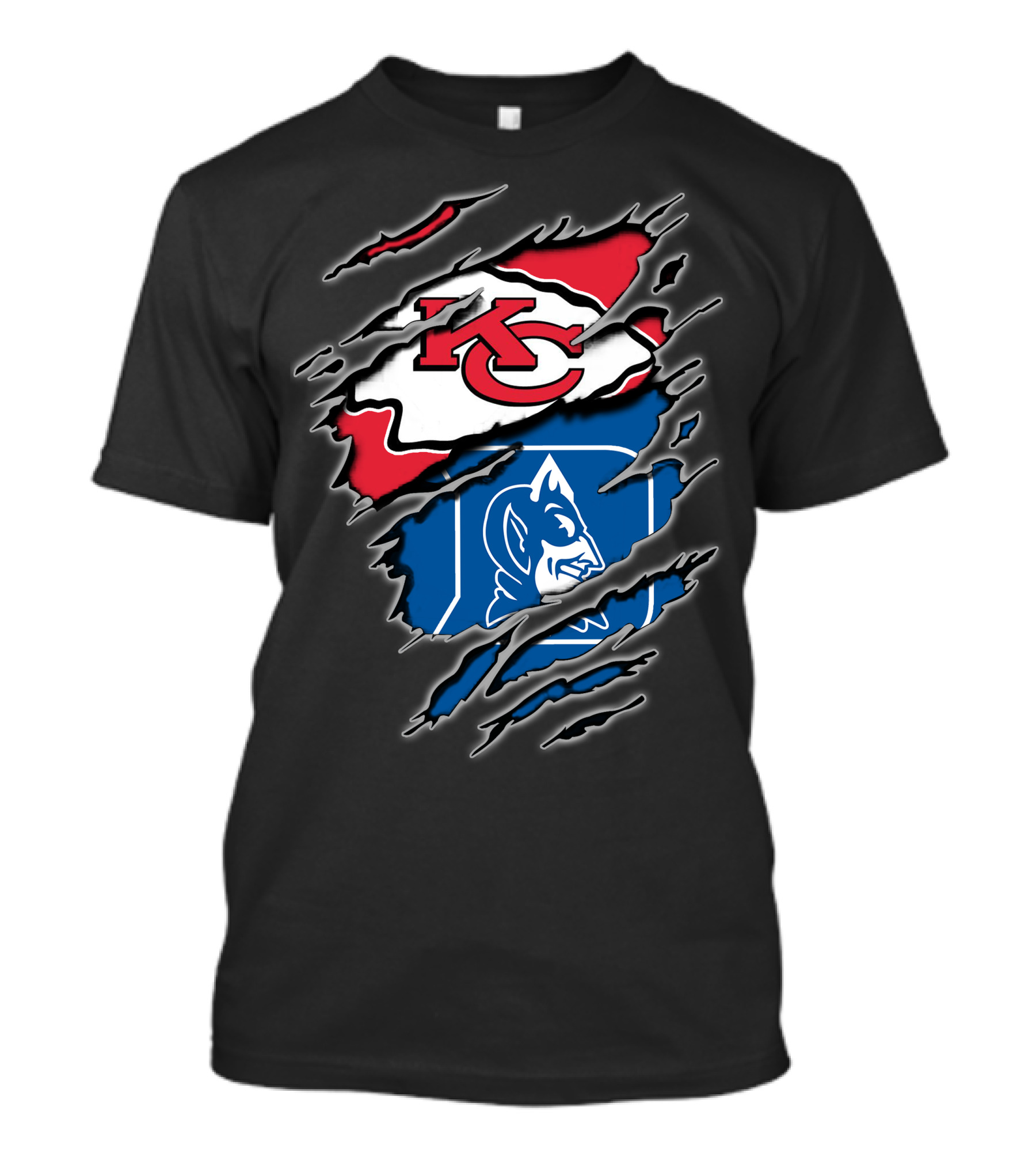 Kansas City Chiefs And Duke Blue Devils Logo Fusion T-Shirt