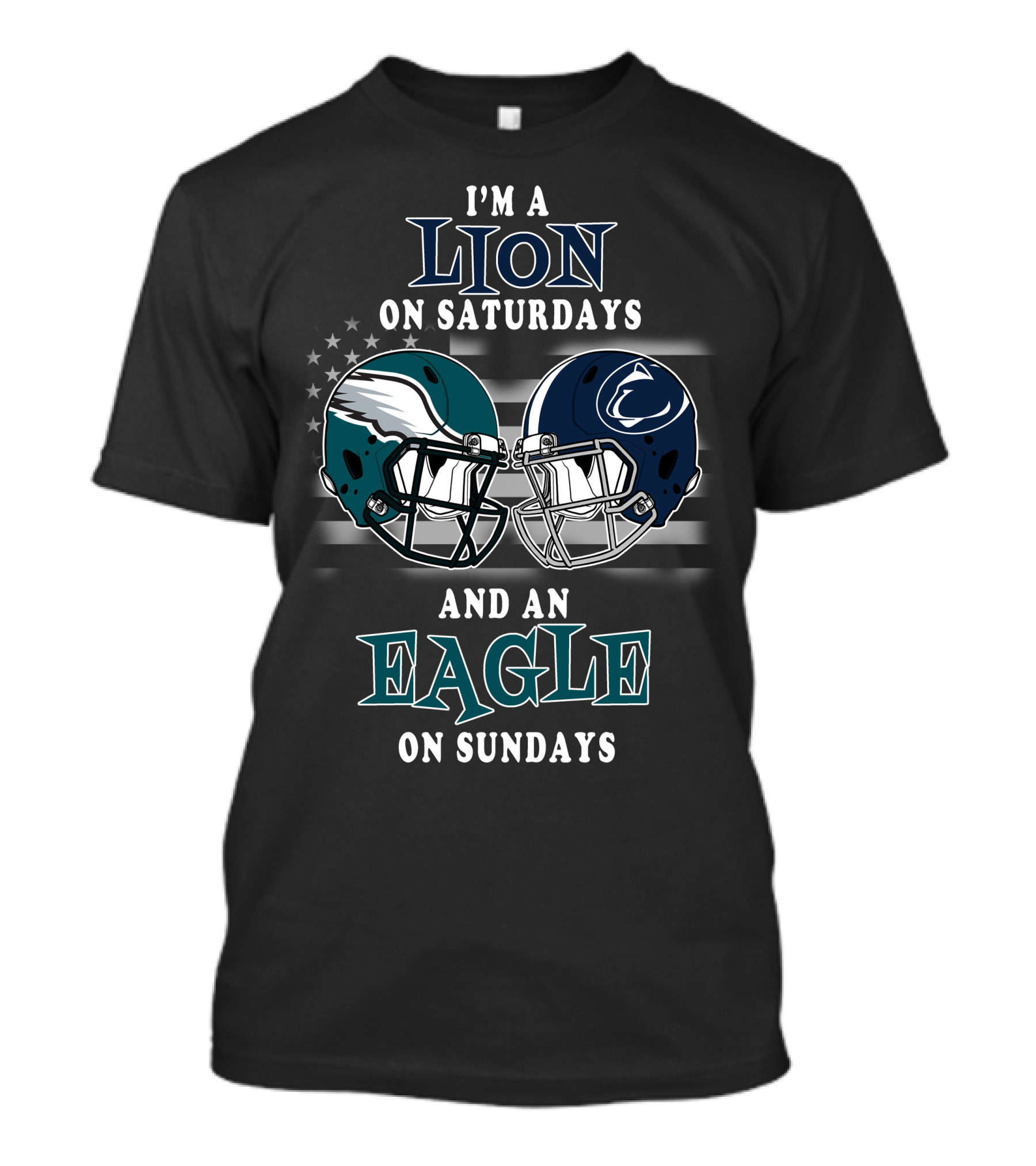 I'm A Lion On Saturdays And An Eagle On Sundays Football Helmets Reflection T-Shirt