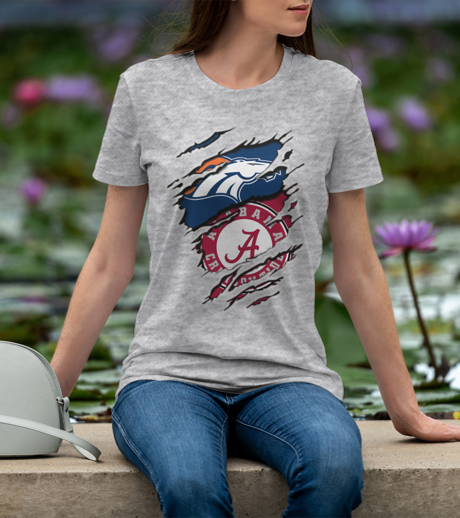 Alabama Crimson Tide Denver Broncos Torn T-Shirt