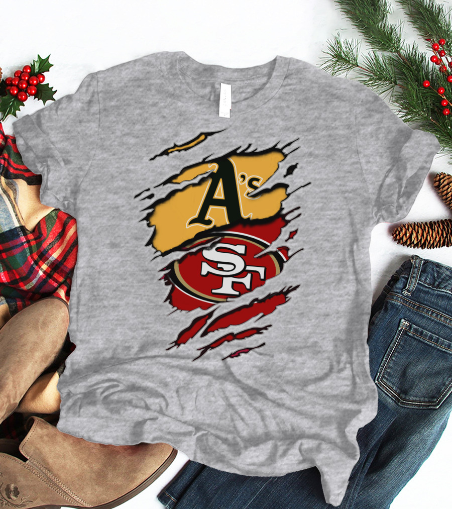 Sf 49ers Oakland Athletics Team Logos T-Shirt