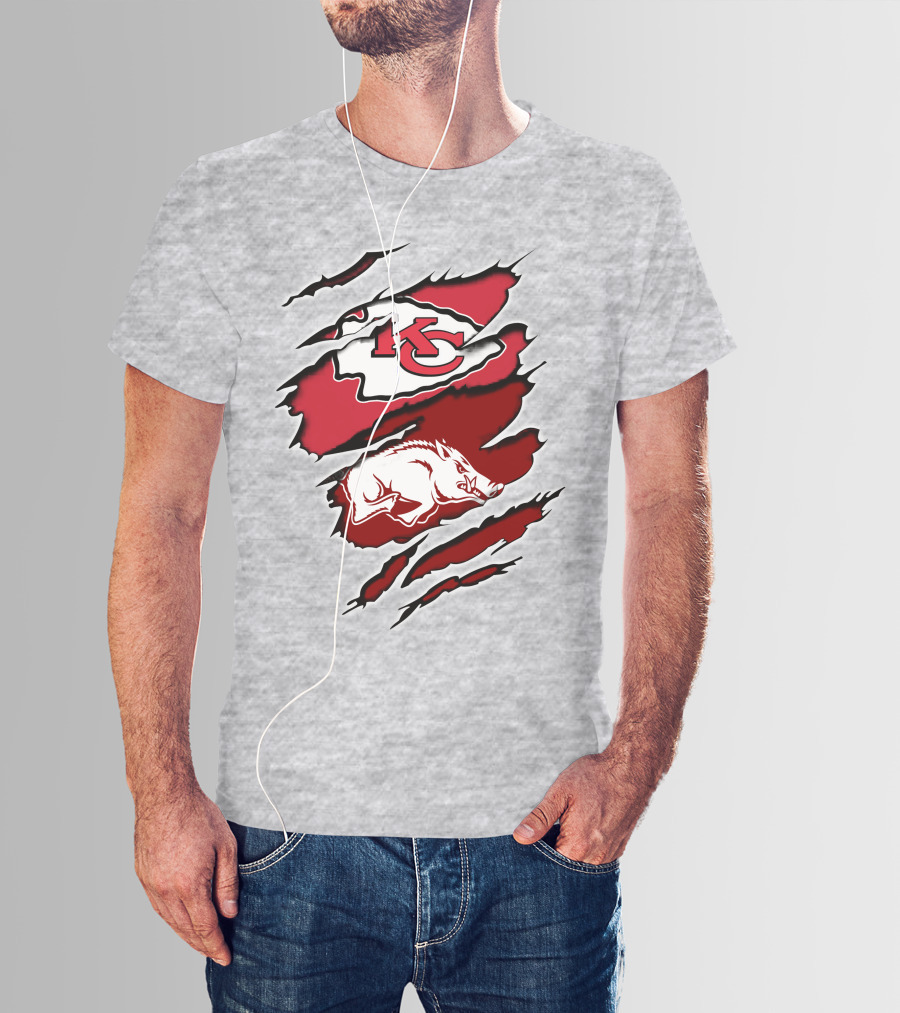 Kansas City Chiefs Arkansas Razorbacks Logo Claw Marks T-Shirt