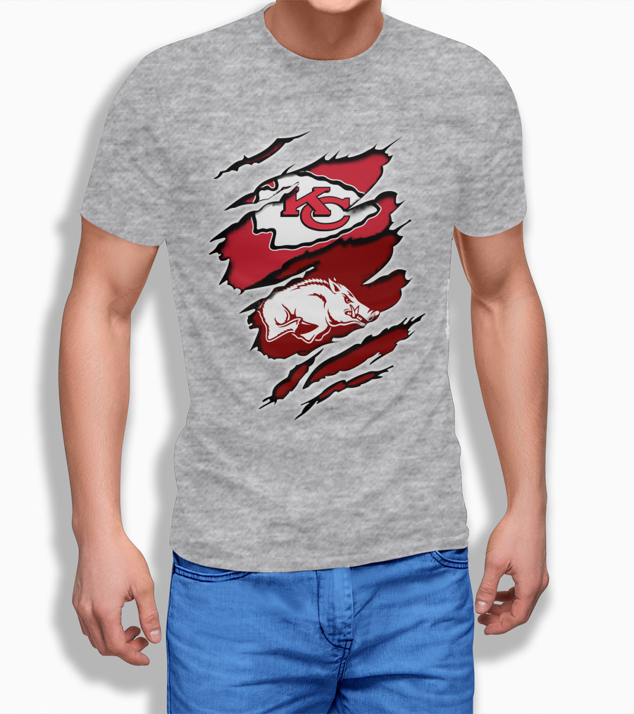 Kansas City Chiefs Arkansas Razorbacks Logo Claw Marks T-Shirt