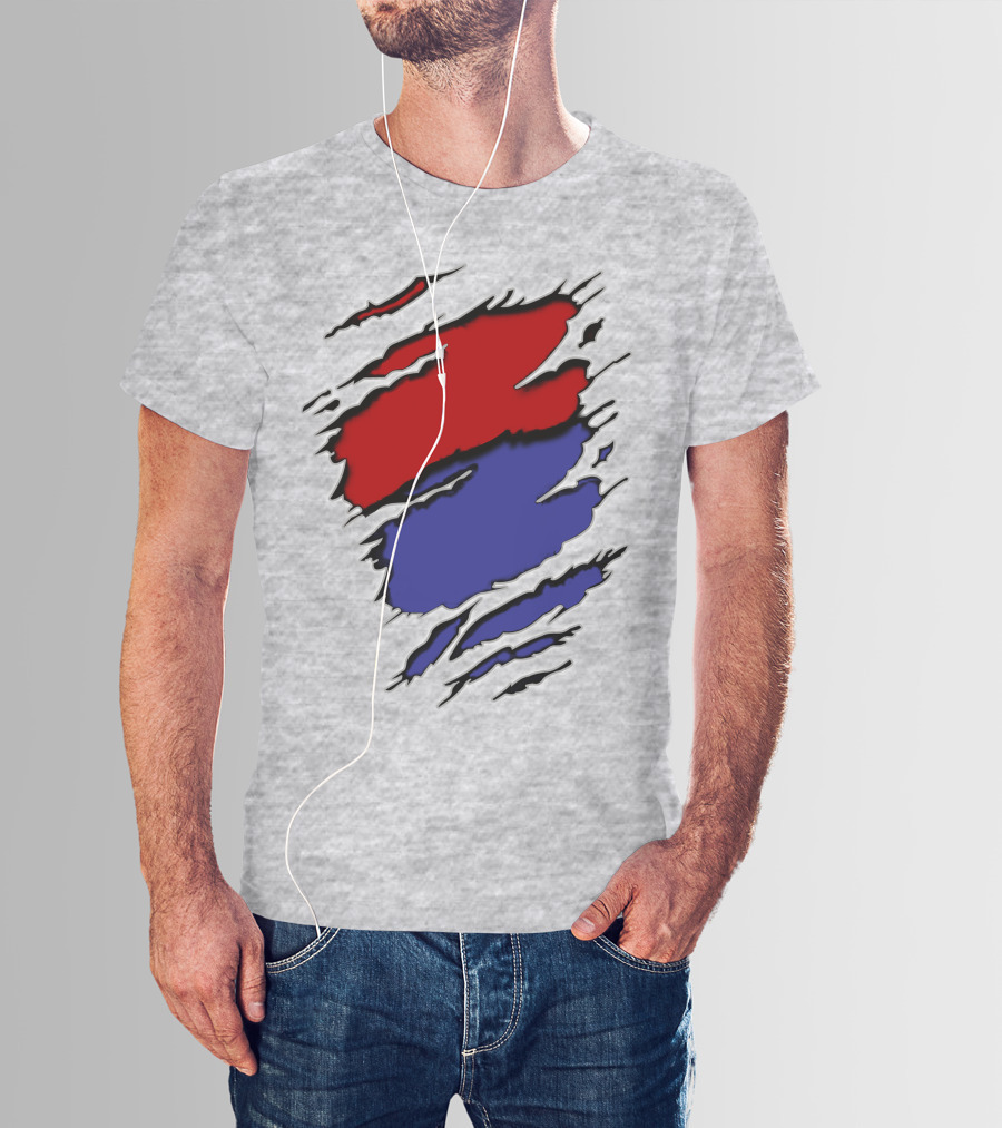 Batimore Washington Team Colors Red Blue Claw Marks T-Shirt