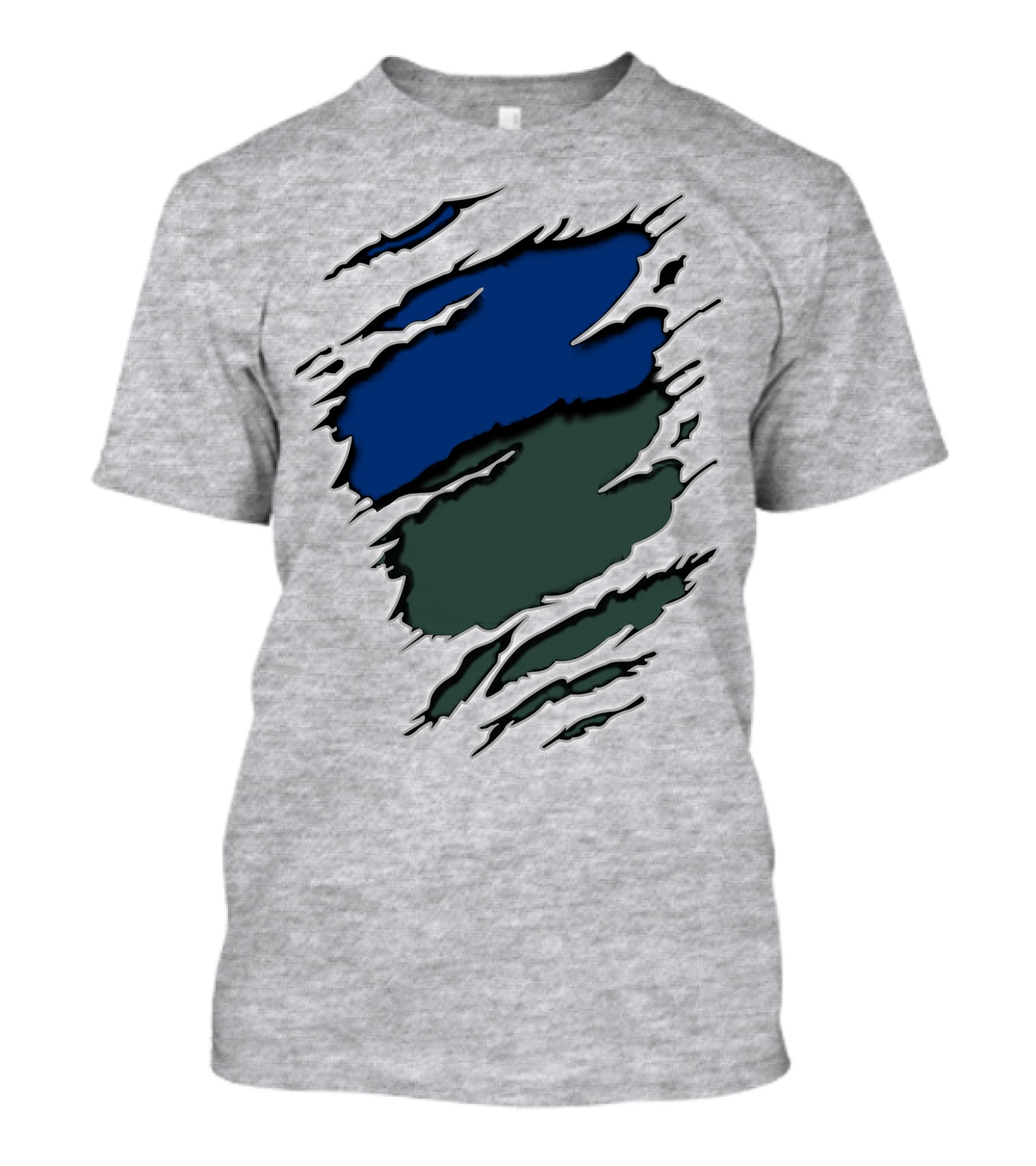 Jets Met Midnight Blue Forest Green Rip Effect T-Shirt