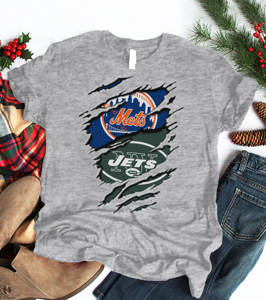 New York Mets Jets Crossover Logo T-Shirt