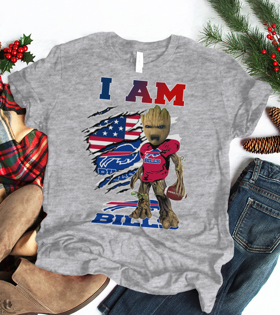 I Am Bills Buffalo Football Groot Usa Flag T-Shirt