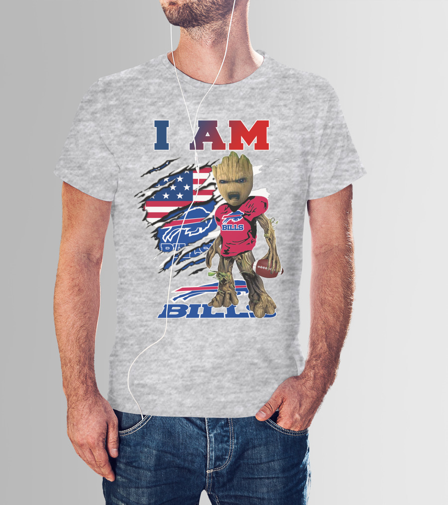 I Am Bills Buffalo Football Groot Usa Flag T-Shirt