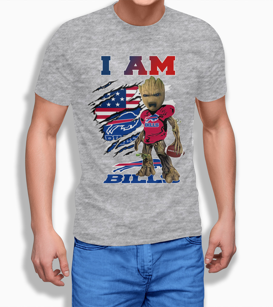 I Am Bills Buffalo Football Groot Usa Flag T-Shirt