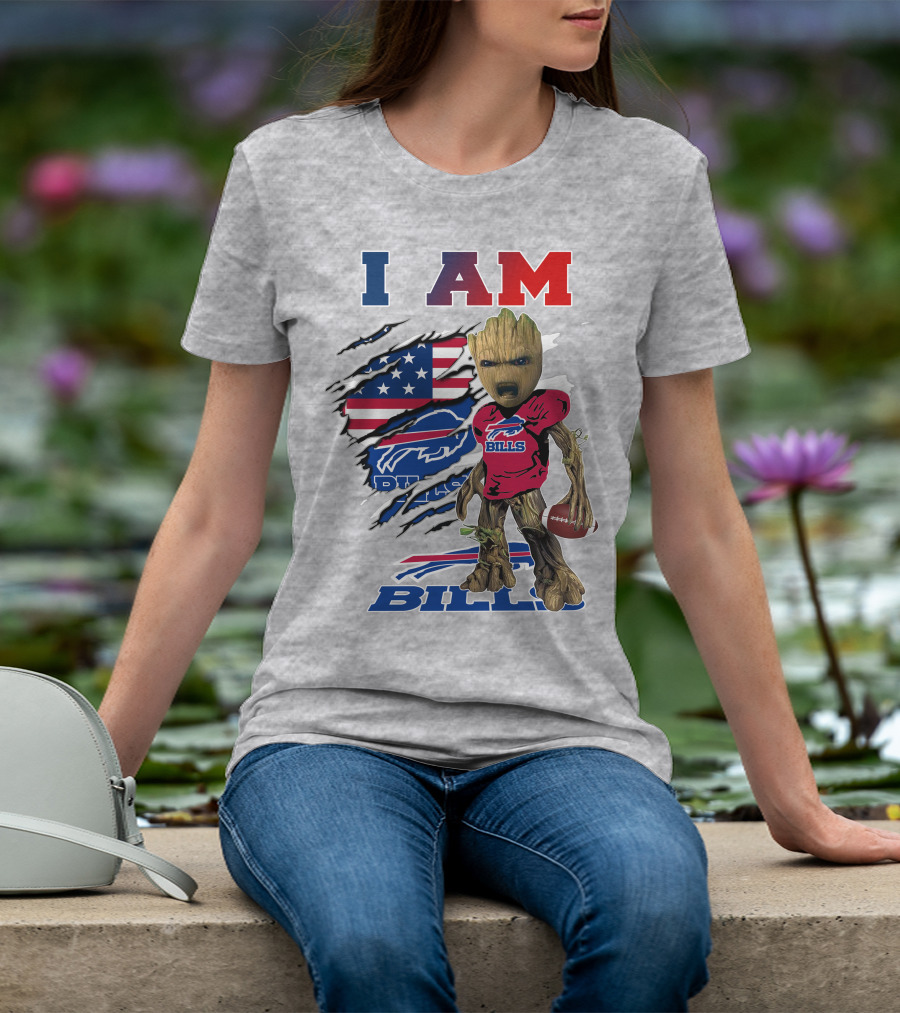 I Am Bills Buffalo Football Groot Usa Flag T-Shirt