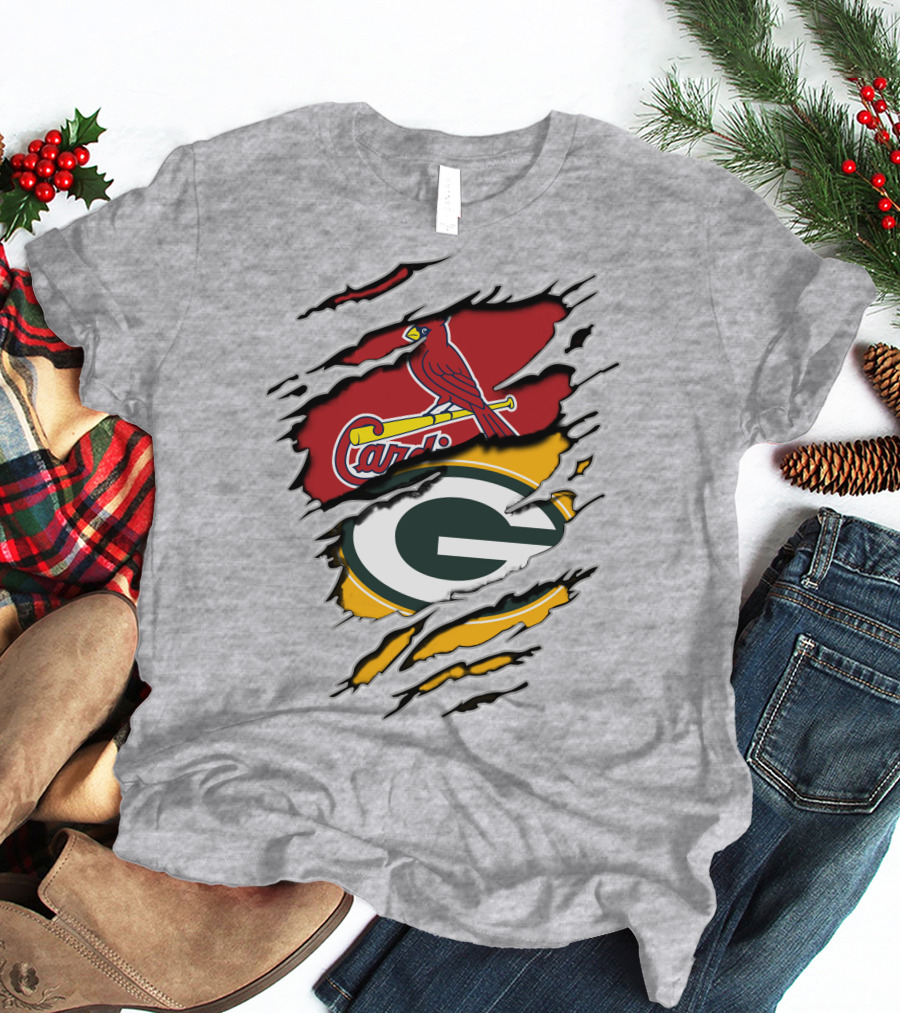 Green Bay Packers Arizona Cardinals Baseball Football Logo Mashup T-Shirt