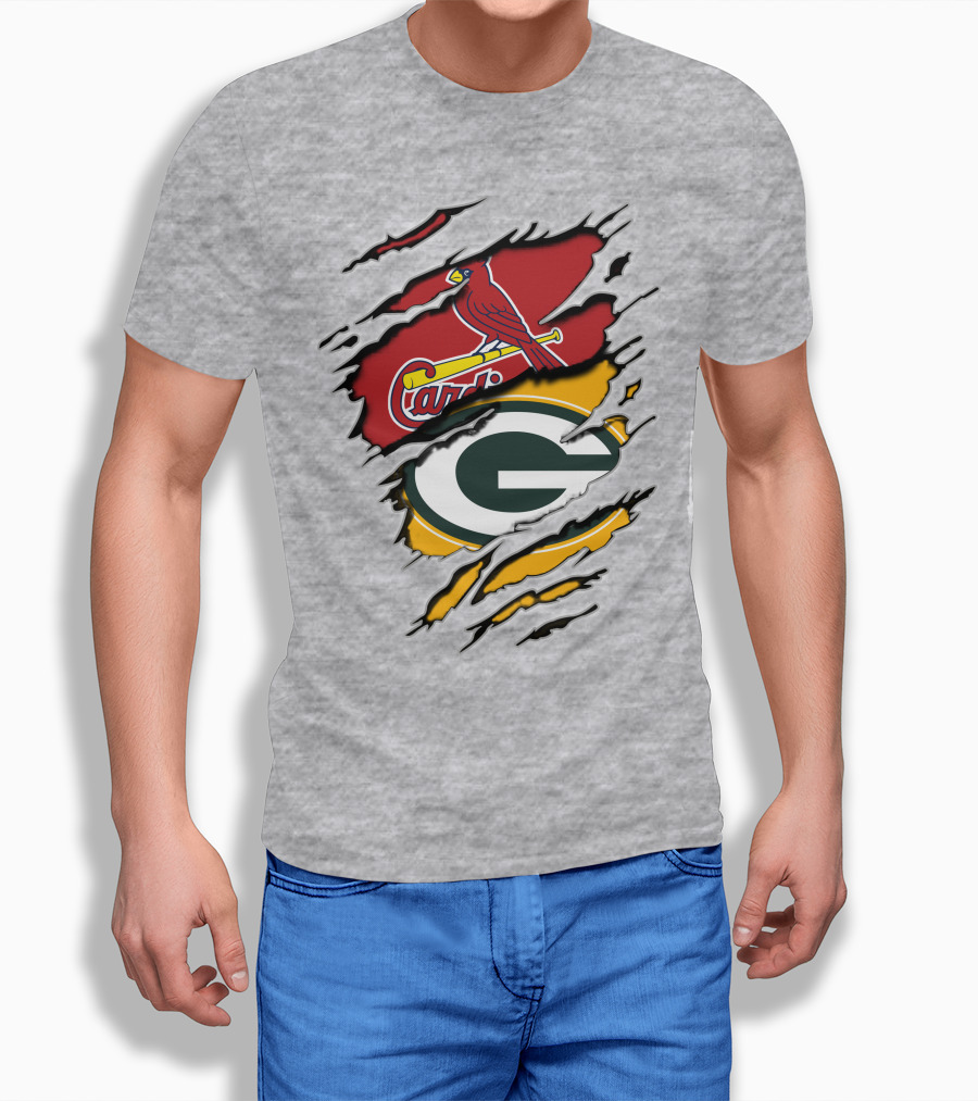 Green Bay Packers Arizona Cardinals Baseball Football Logo Mashup T-Shirt