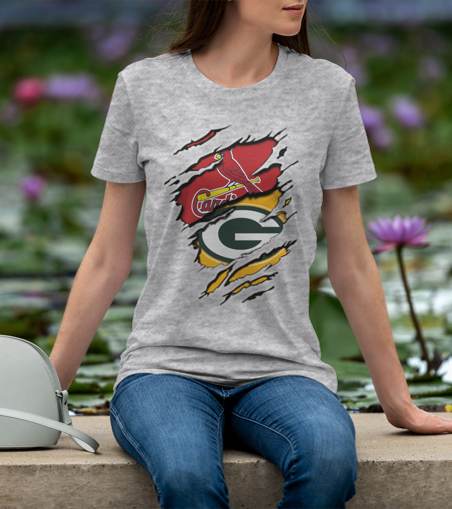 Green Bay Packers Arizona Cardinals Baseball Football Logo Mashup T-Shirt