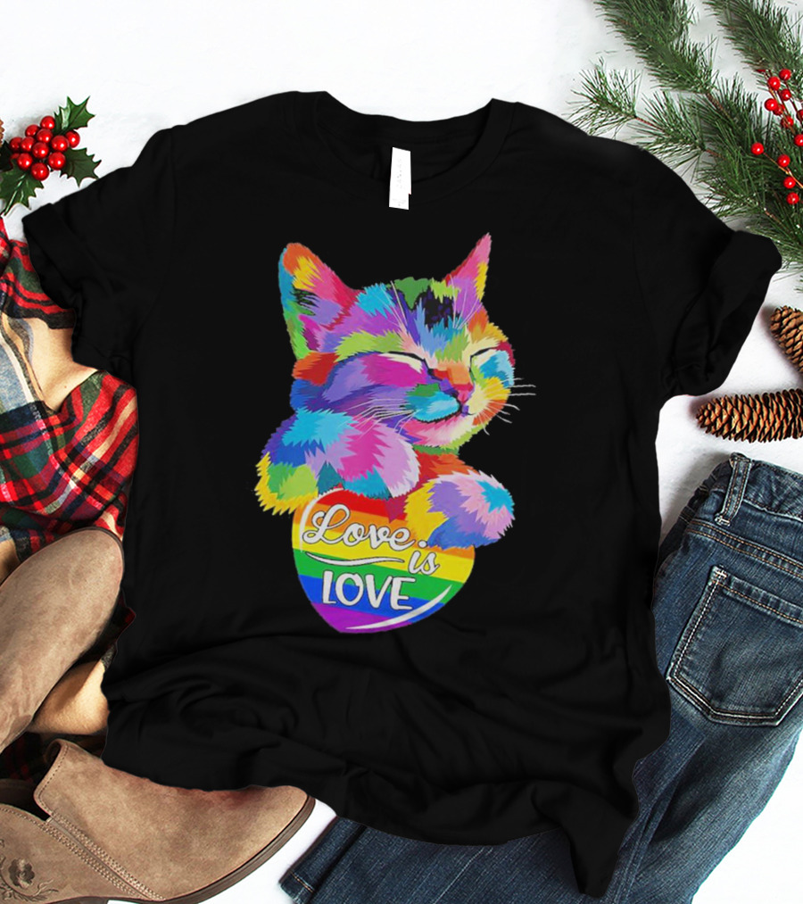 Love Is Love Rainbow Cat T-Shirt