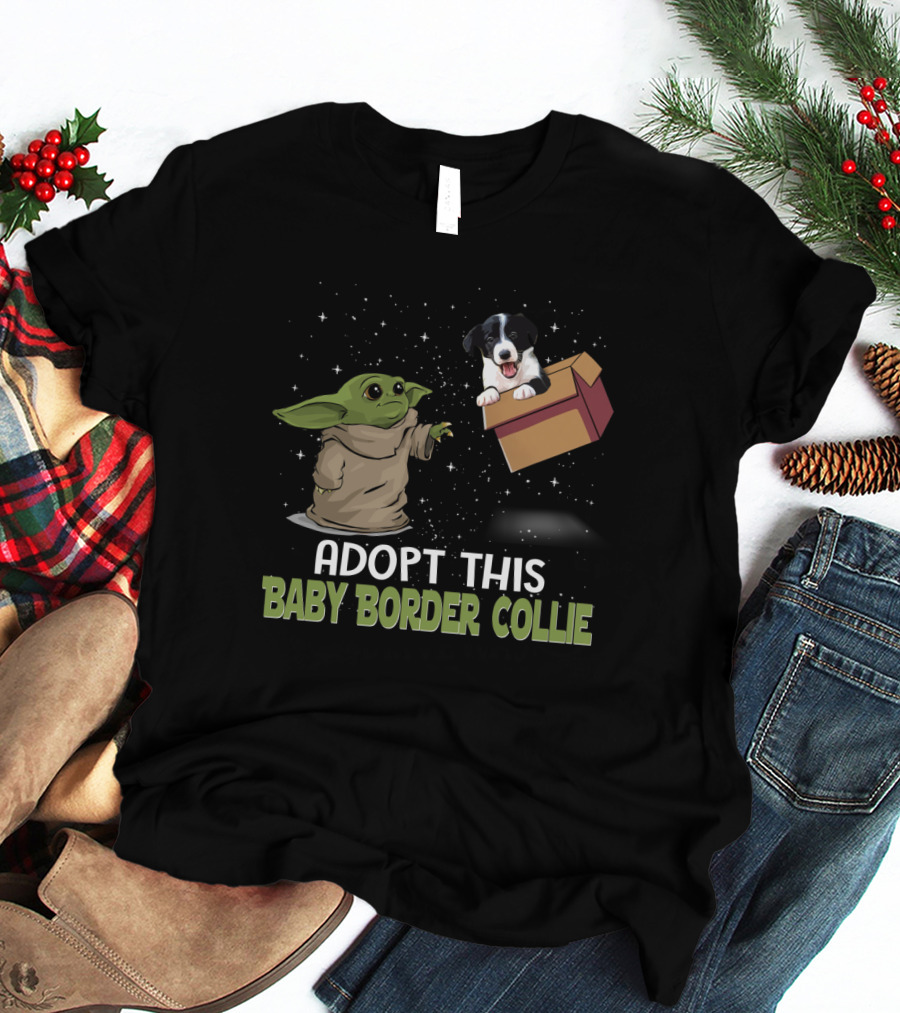 Adopt This Baby Yoda Border Collie T-Shirt