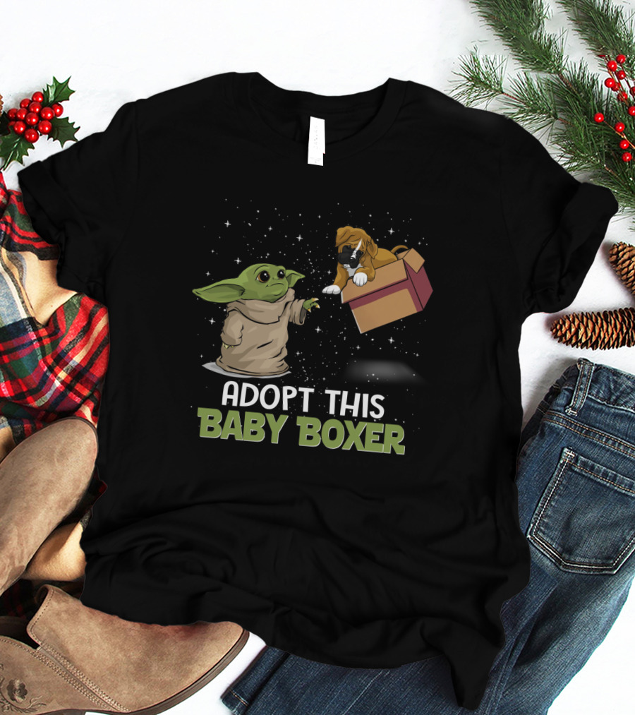 Adopt This Baby Boxer With Baby Yoda In Space T-Shirt