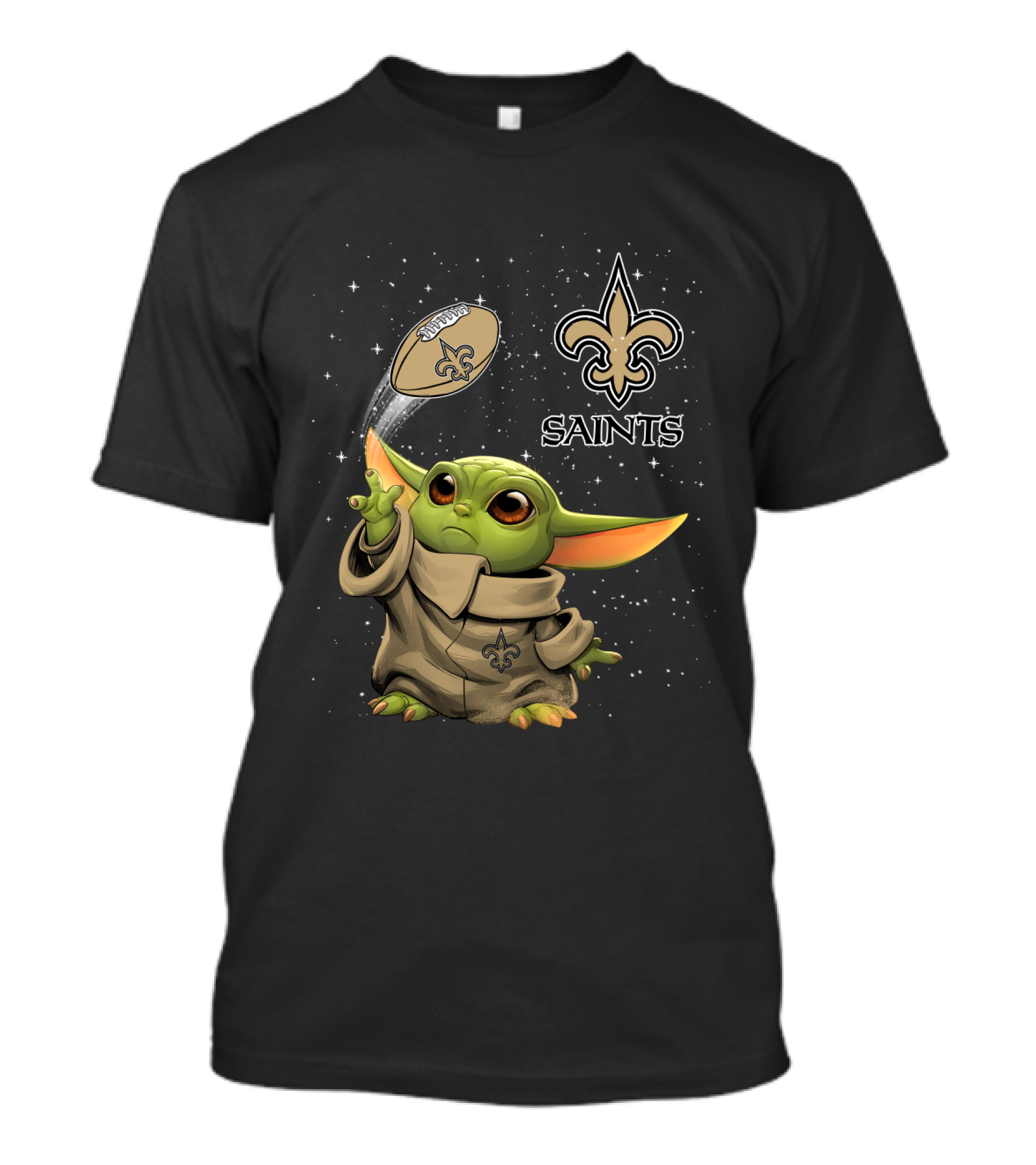 Baby Yoda New Orleans Saints Football Star Wars Collaboration T-Shirt