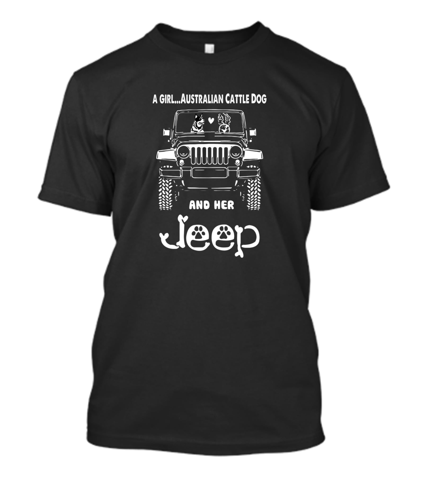 A Girl Australian Cattle Dog And Her Jeep T-Shirt