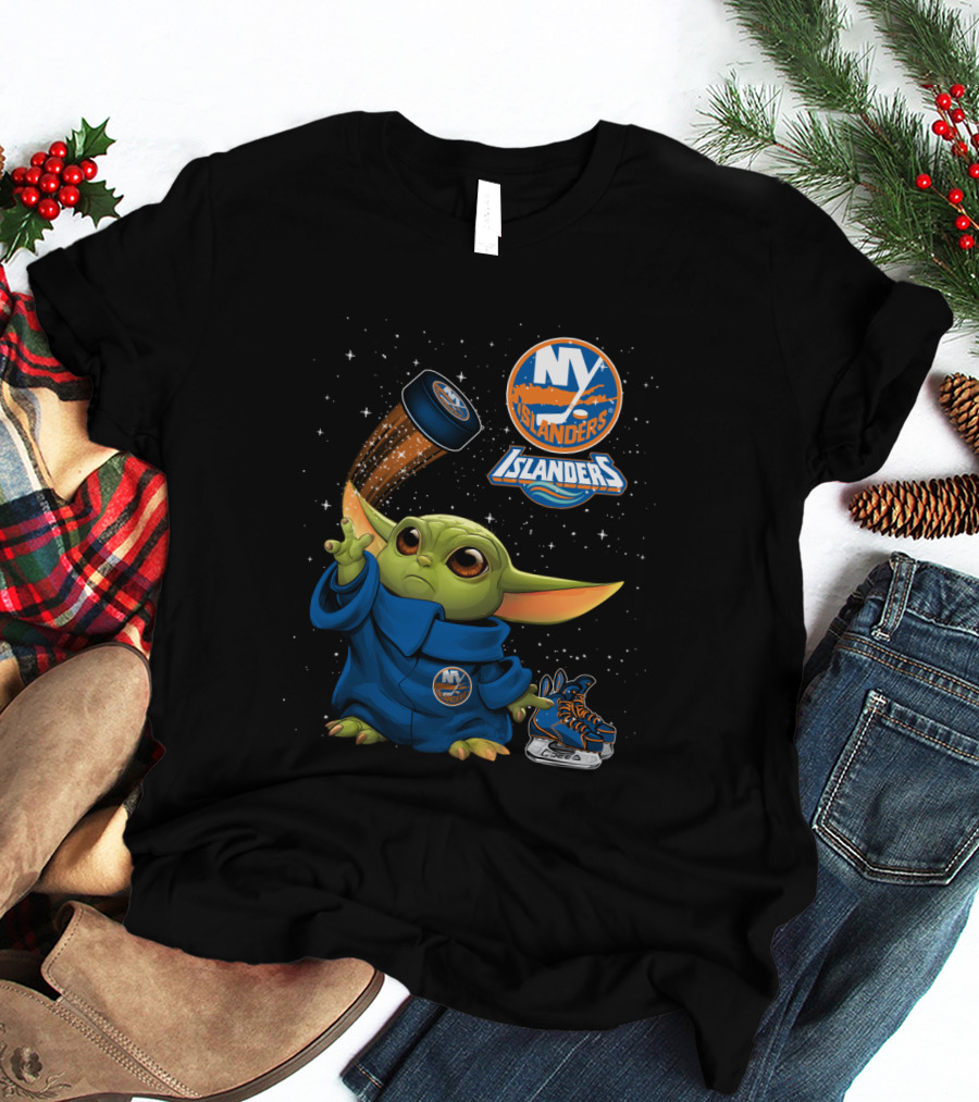 NY Islanders Baby Yoda Hockey Puck Magic T-Shirt