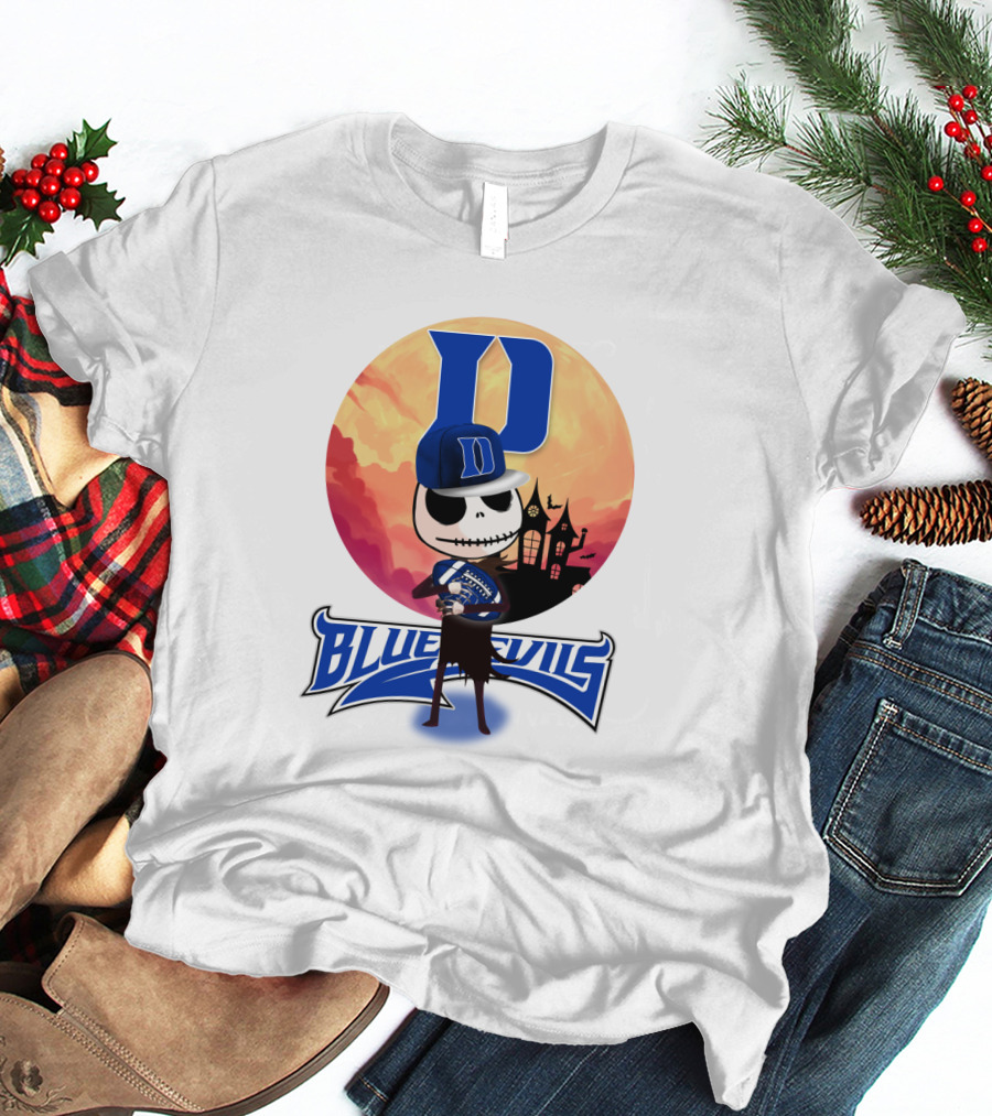 Duke Blue Devils Skeleton Halloween Scene T-Shirt