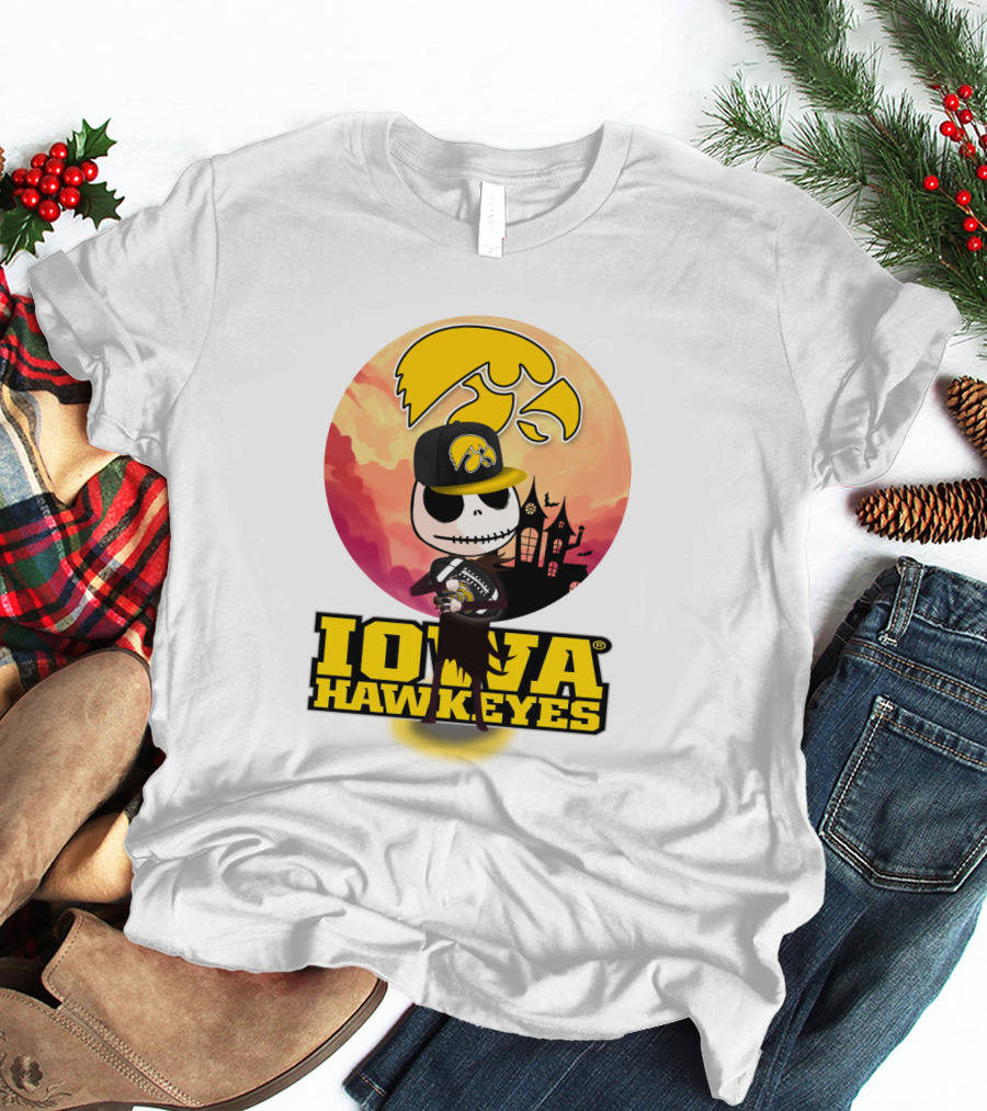 Iowa Hawkeyes Halloween Skull T-Shirt