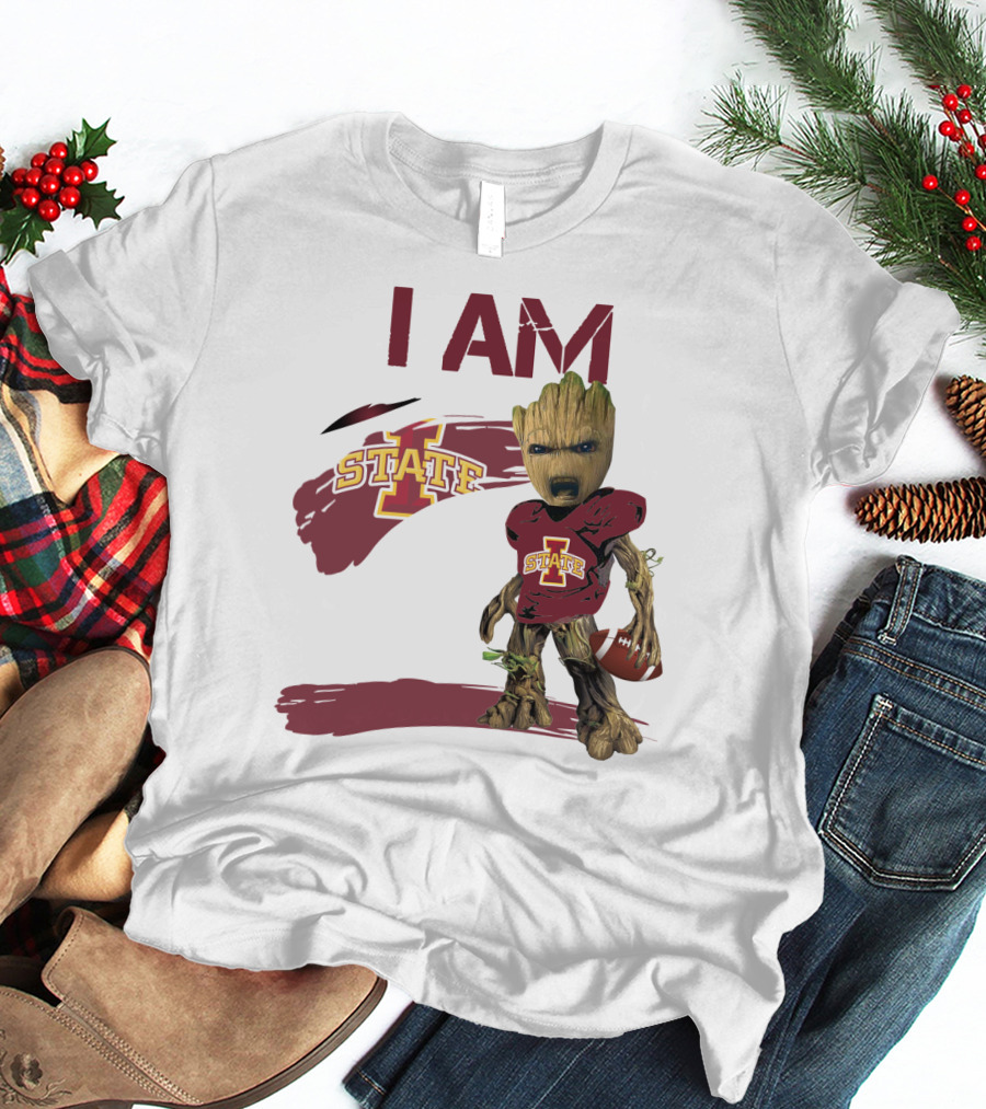 I Am Iowa State Baby Groot Football T-Shirt