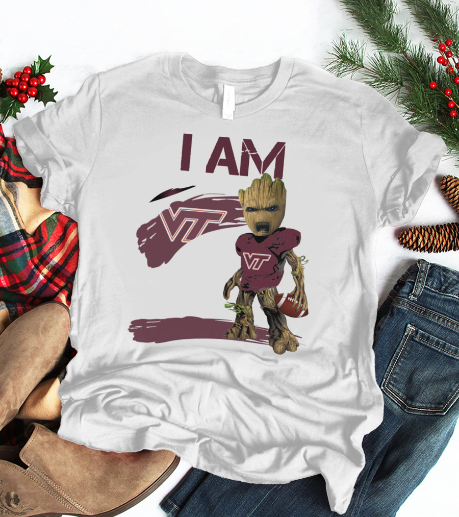 I Am Groot VT Football Hokies Baby Groot T-Shirt