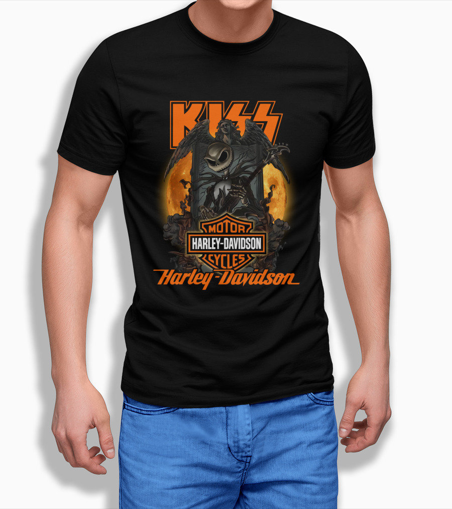 Kiss Harley Davidson Nightmare Before Christmas Crossover T-Shirt