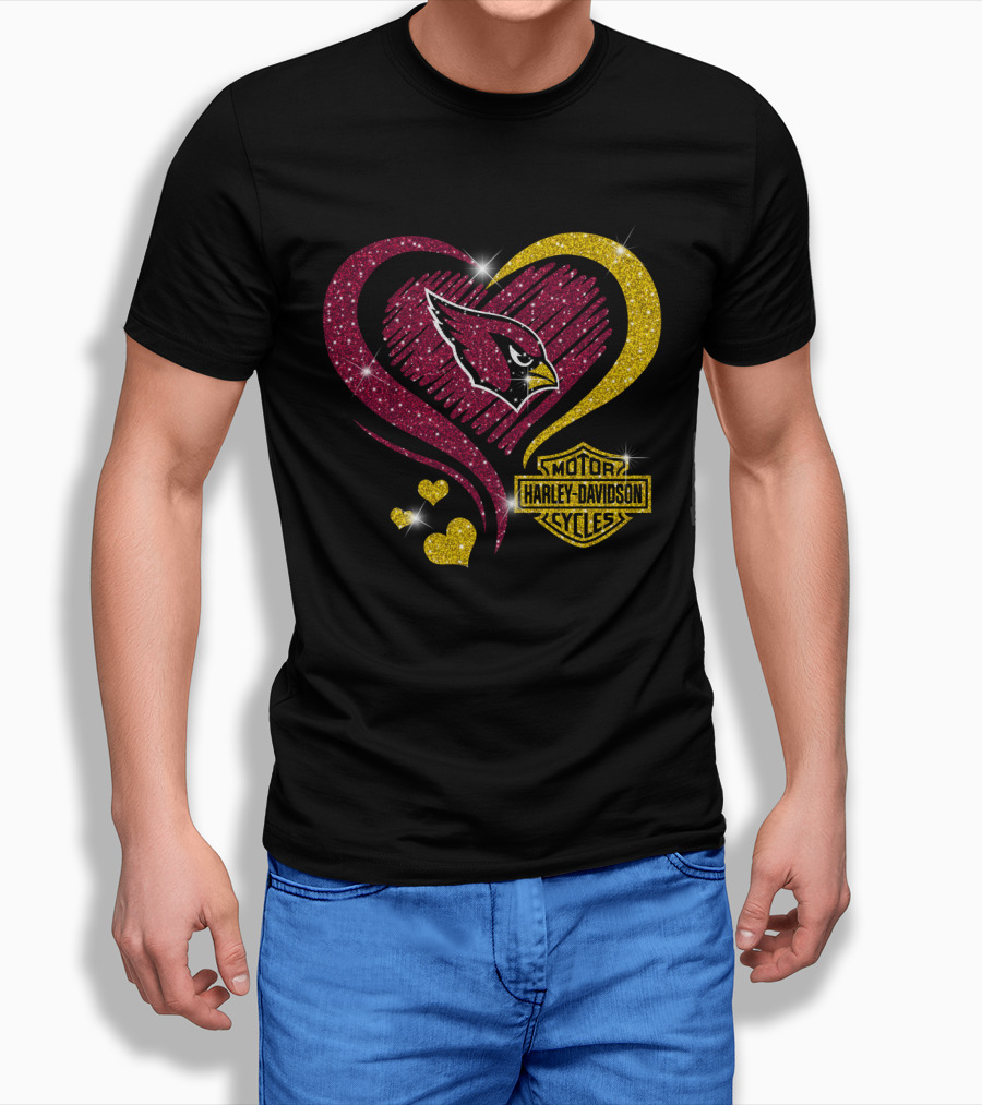 Harley Davidson Heart Arizona Cardinals T-Shirt