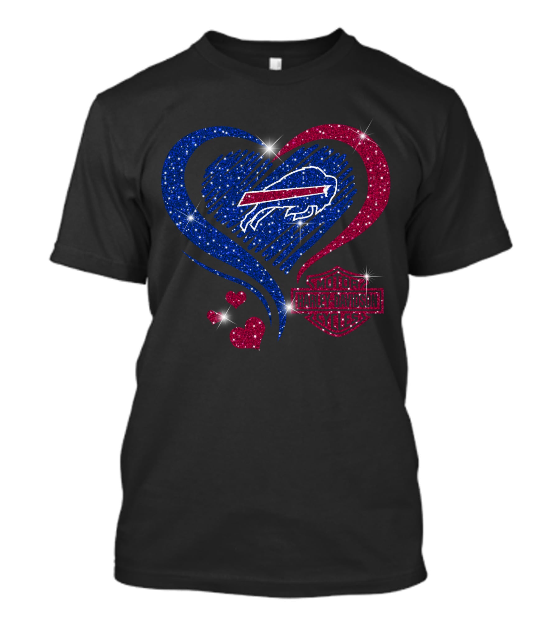 Buffalo Bills Harley Davidson Heart Sparkle T-Shirt