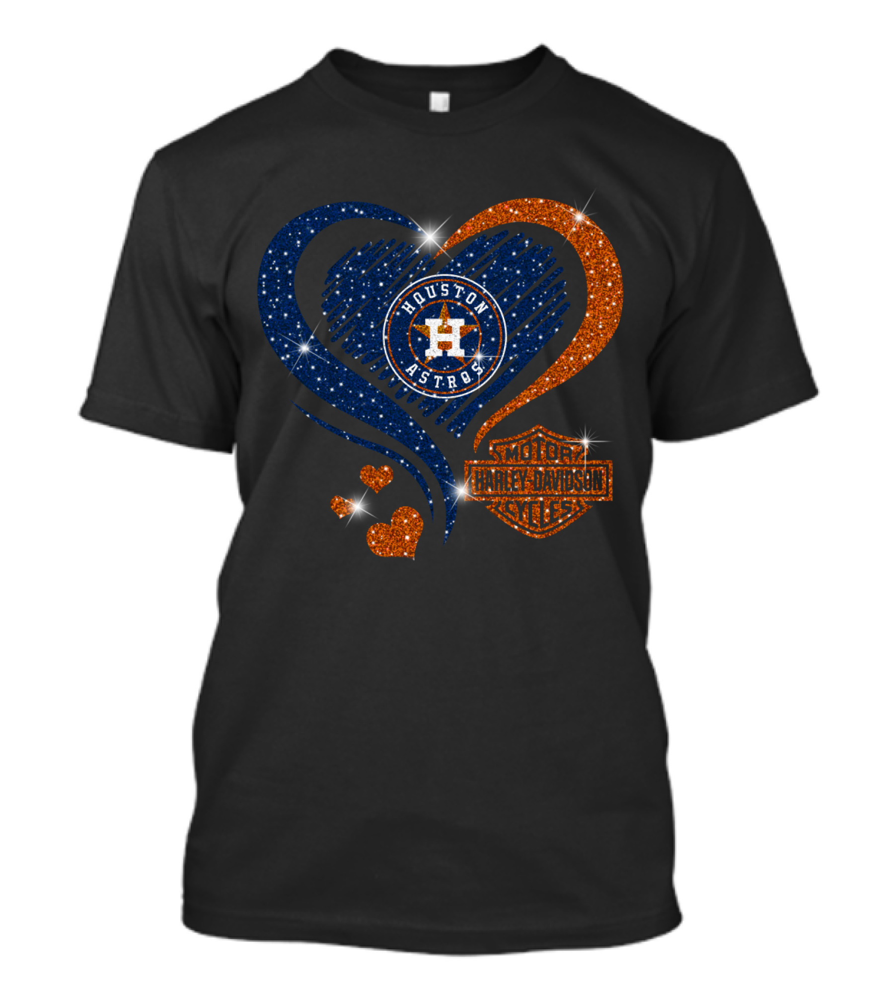 Houston Astros Harley Davidson Sparkle Heart T-Shirt