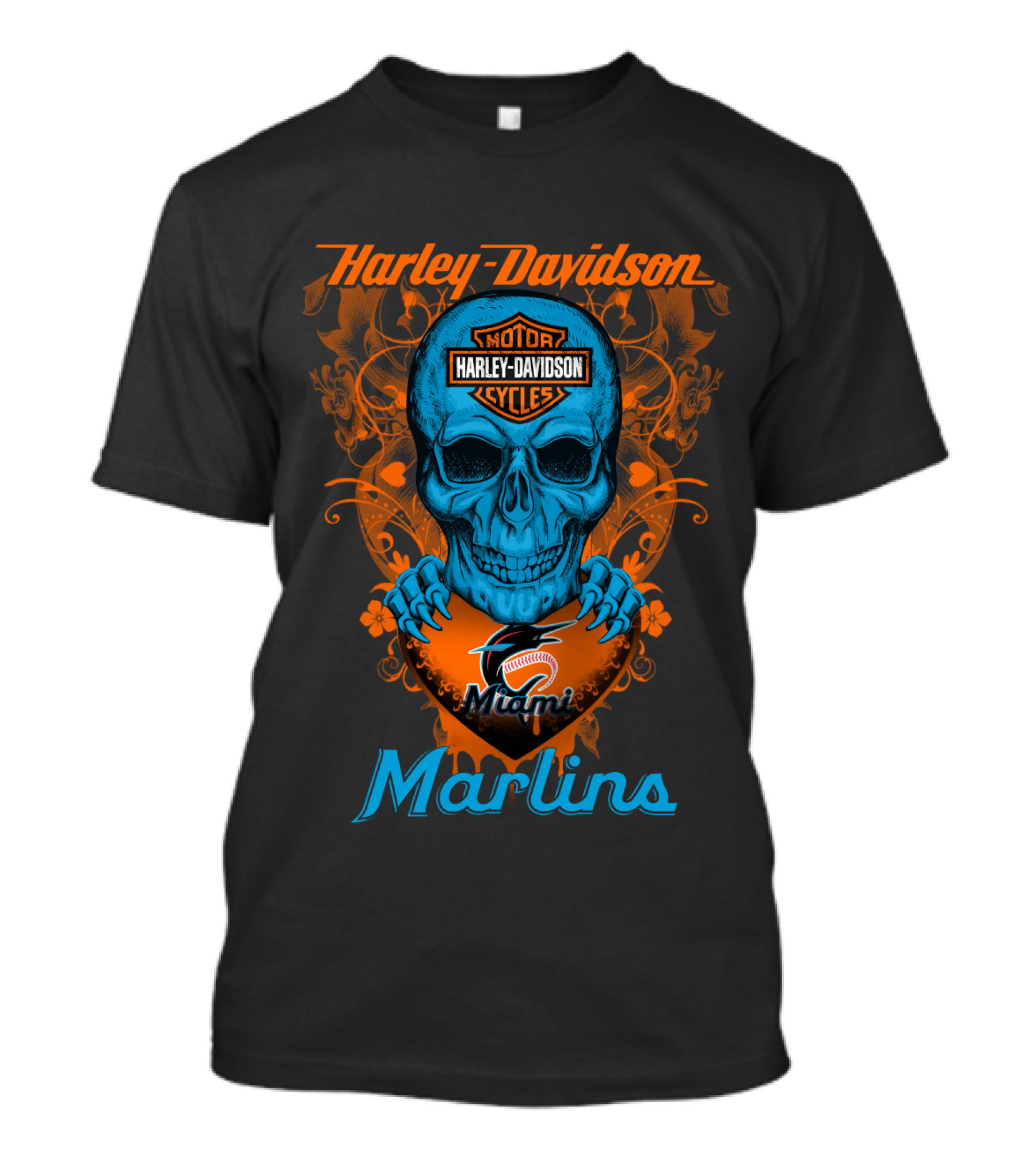 Harley Davidson Miami Marlins Skull T-Shirt