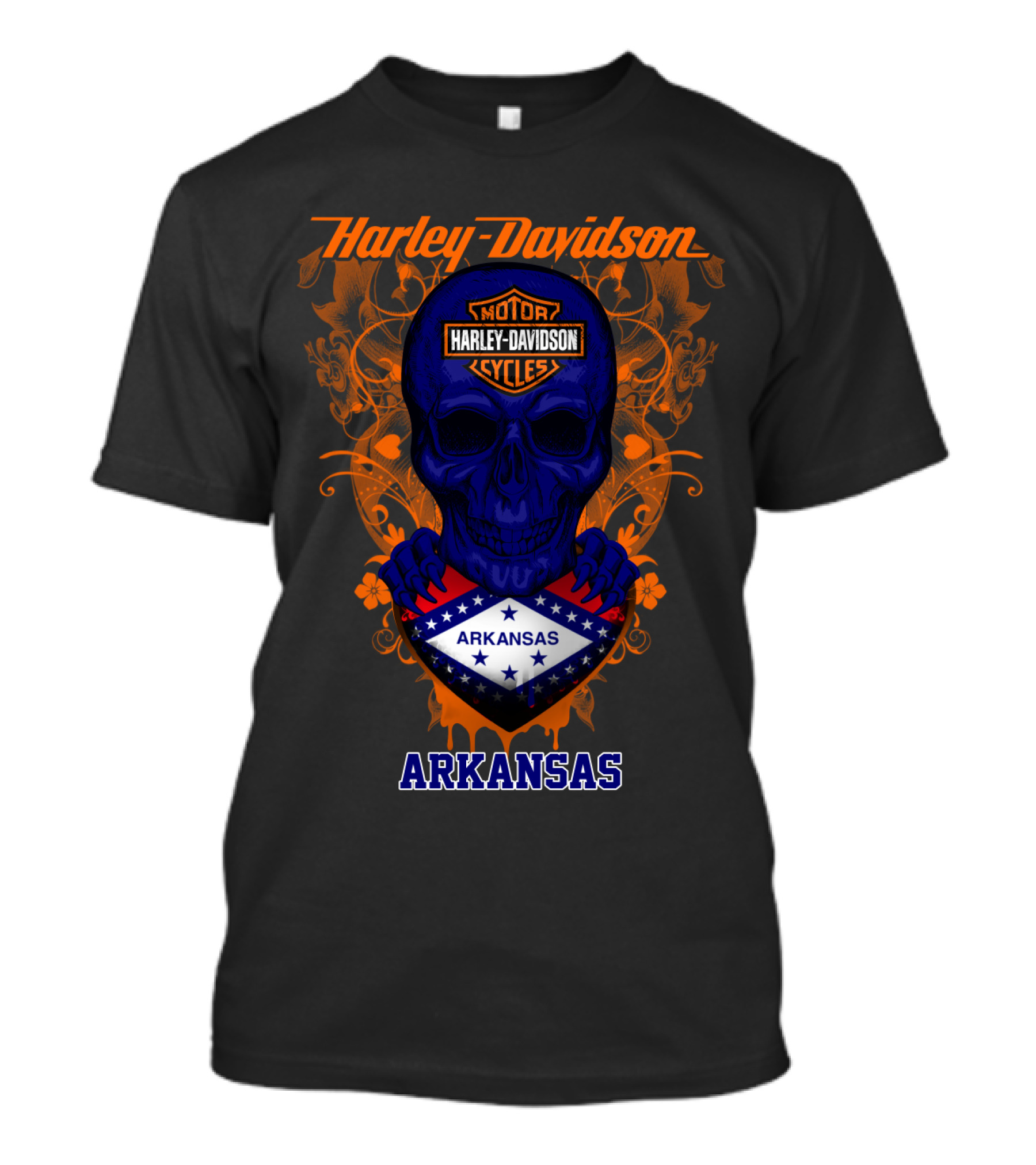 Harley Davidson Motorcycles Skull Arkansas T-Shirt