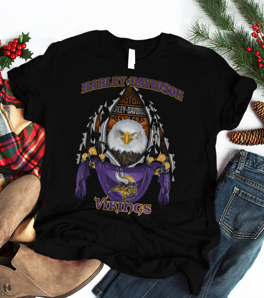 Harley Davidson Vikings Eagle Motorcycles T-Shirt