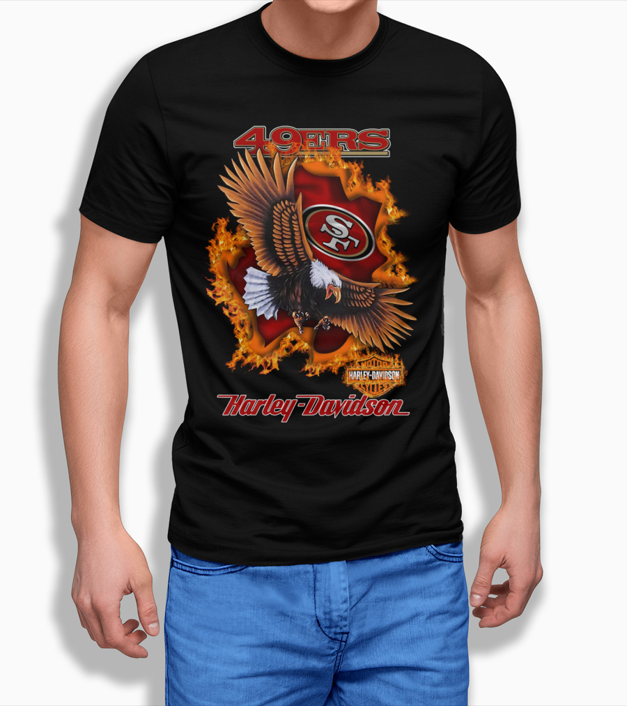 49ers Sf Harley Davidson Eagle Flame T-Shirt