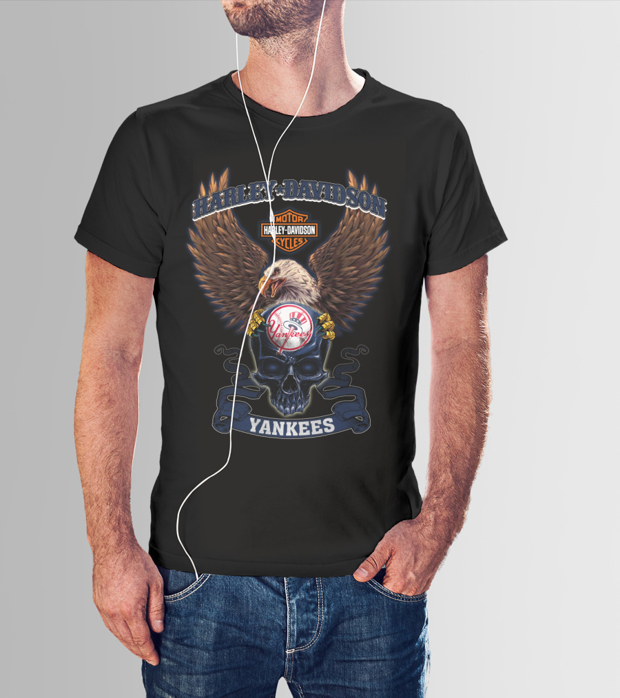 Harley Davidson Motor Cycles Yankees T-Shirt