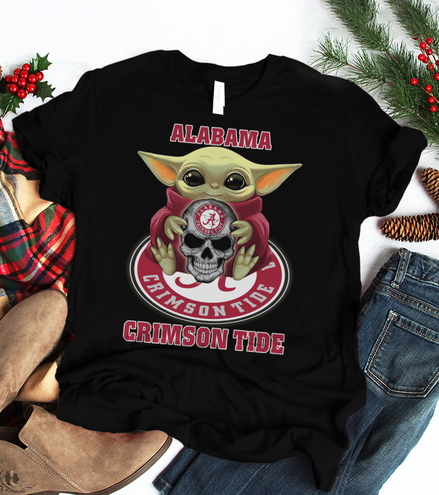 Alabama Crimson Tide Yd1404 Baby Alien Holding Skull T-Shirt