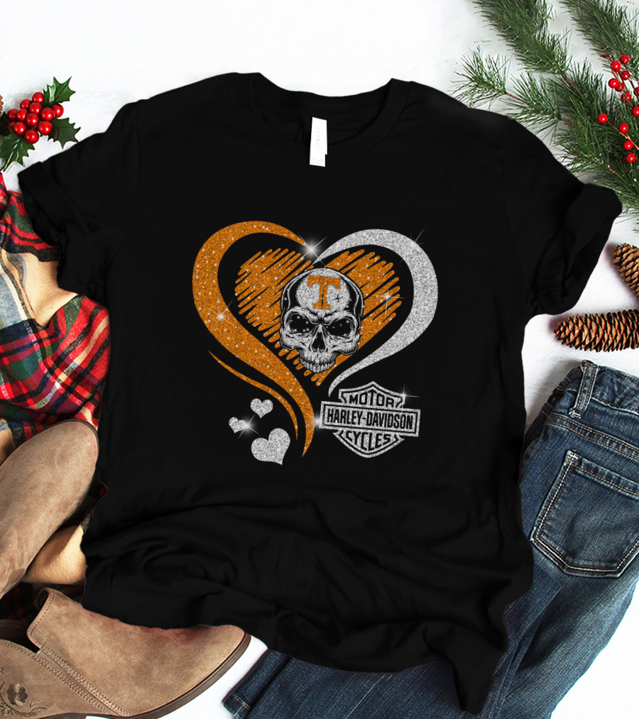 Tennessee Volunteers Skull Heart Harley Davidson T-Shirt