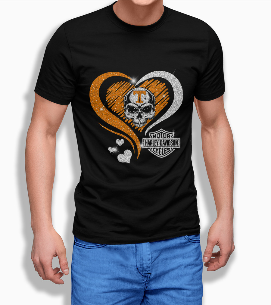 Tennessee Volunteers Skull Heart Harley Davidson T-Shirt