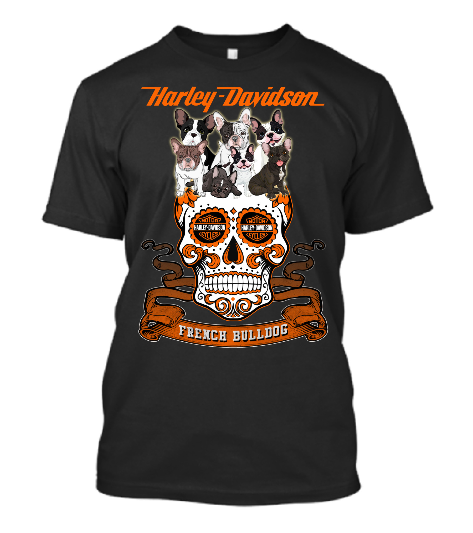 Harley Davidson French Bulldog Sugar Skull Motif T-Shirt