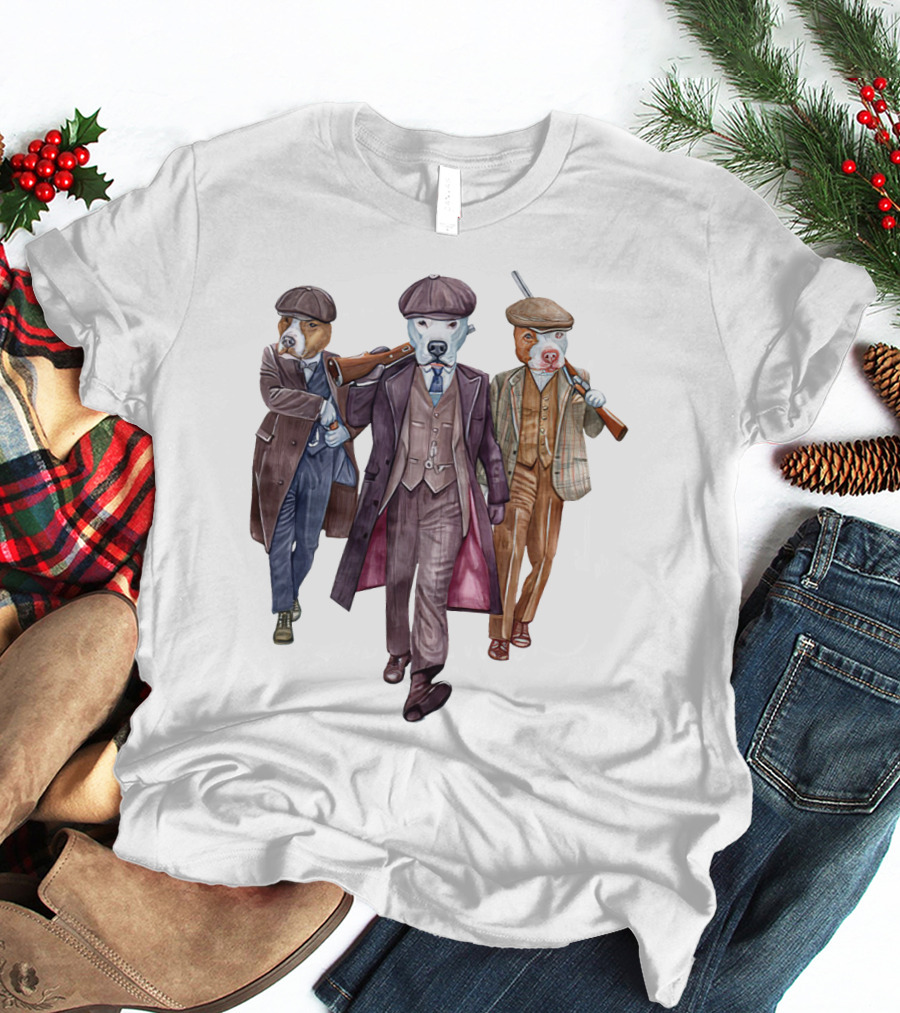 Peaky Blinders Dogs Illustrated In Vintage Suits And Hats T-Shirt
