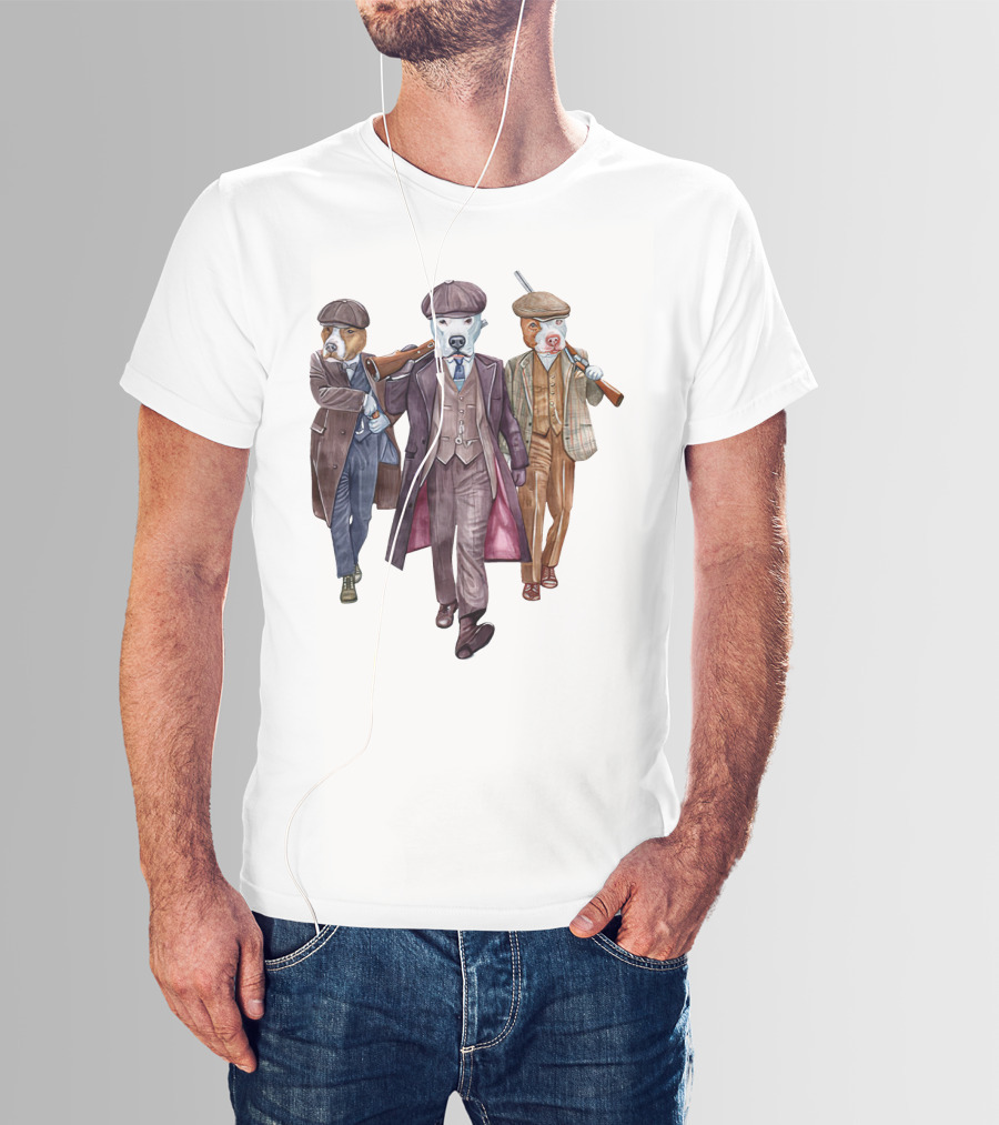 Peaky Blinders Dogs Illustrated In Vintage Suits And Hats T-Shirt