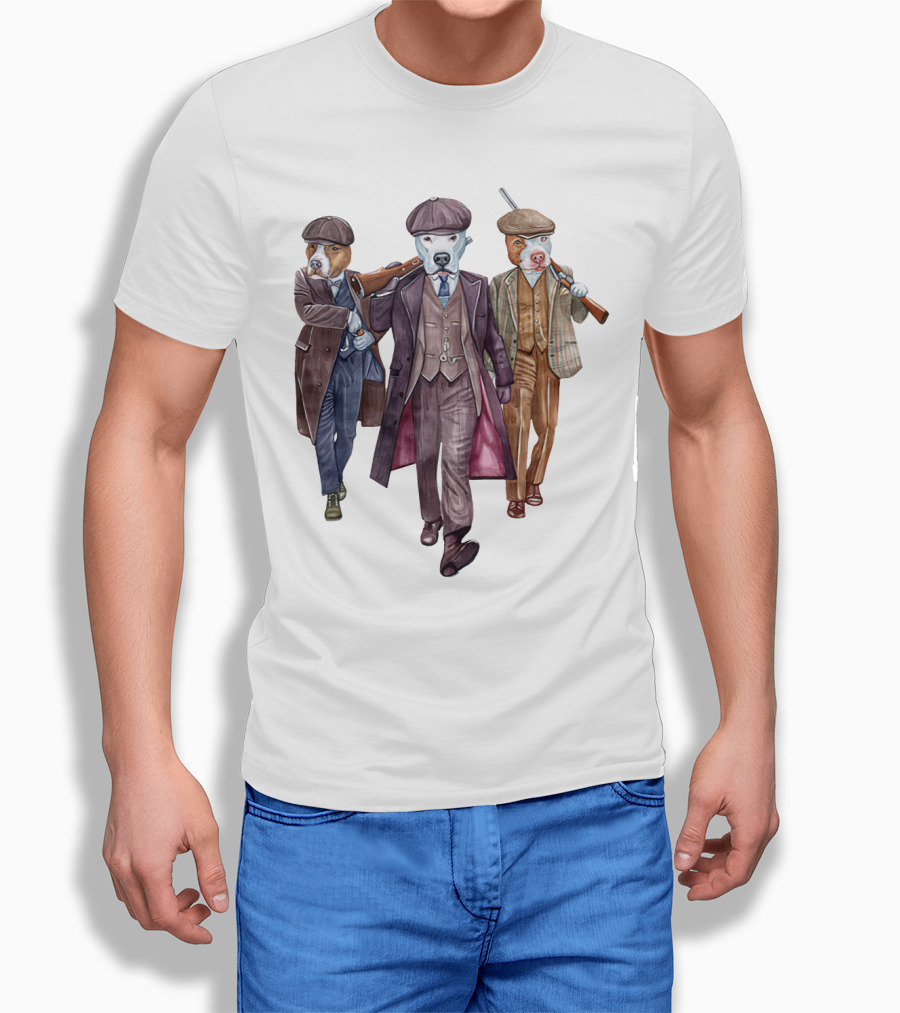 Peaky Blinders Dogs Illustrated In Vintage Suits And Hats T-Shirt