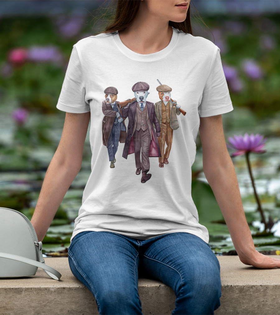 Peaky Blinders Dogs Illustrated In Vintage Suits And Hats T-Shirt
